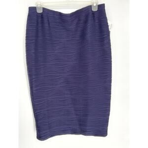 Cashmere Rose Woman's Blue Pencil Skirt Size 2X Ribbed Texture Elastic Waist